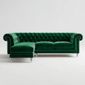 Chesterfield Sofa Set Dunkelgrün 3-Sitzer mit Hocker Samtbezug aus Polyester Rechteckig 255 x 95 x 78 cm
