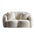 2-Sitzer Sofa Cremeweiß 180 x 95 x 78 cm Polyester-Bouclé Abgerundete Form