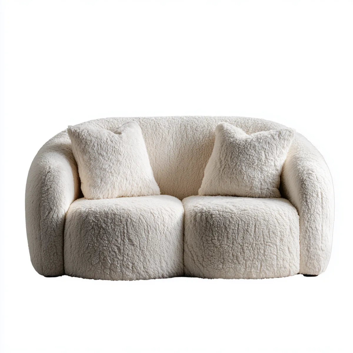 2-Sitzer Sofa Cremeweiß 180 x 95 x 78 cm Polyester-Bouclé Abgerundete Form