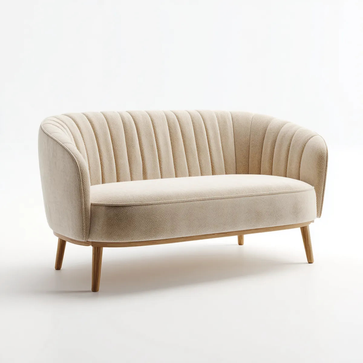 2-Sitzer Sofa Creme 150 x 78 x 78 cm Polyester mit gerundeter Rückenlehne