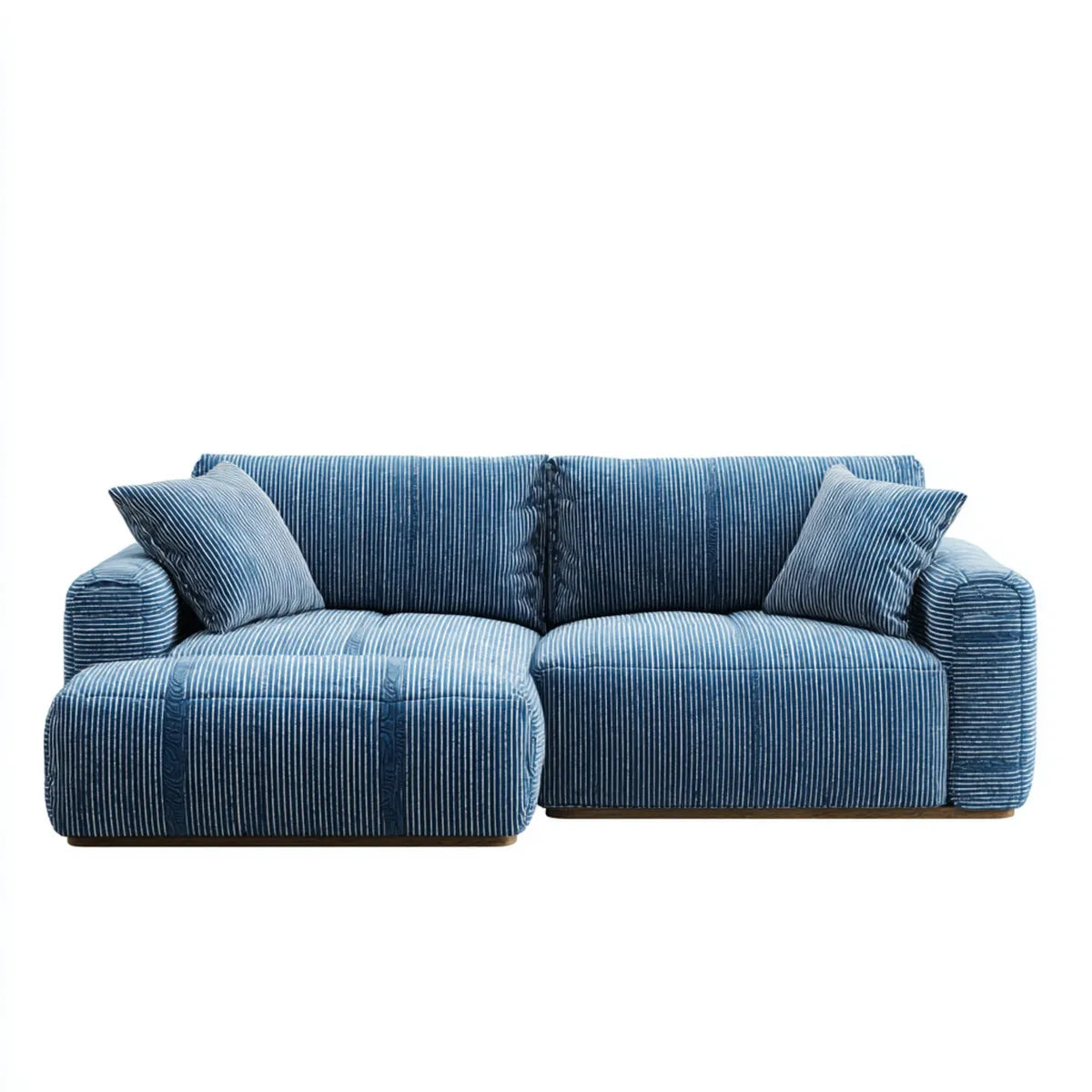 Ecksofa mit Recamiere Blau 250 x 160 x 85 cm Polyester-Cord 3-Sitzer L-Form