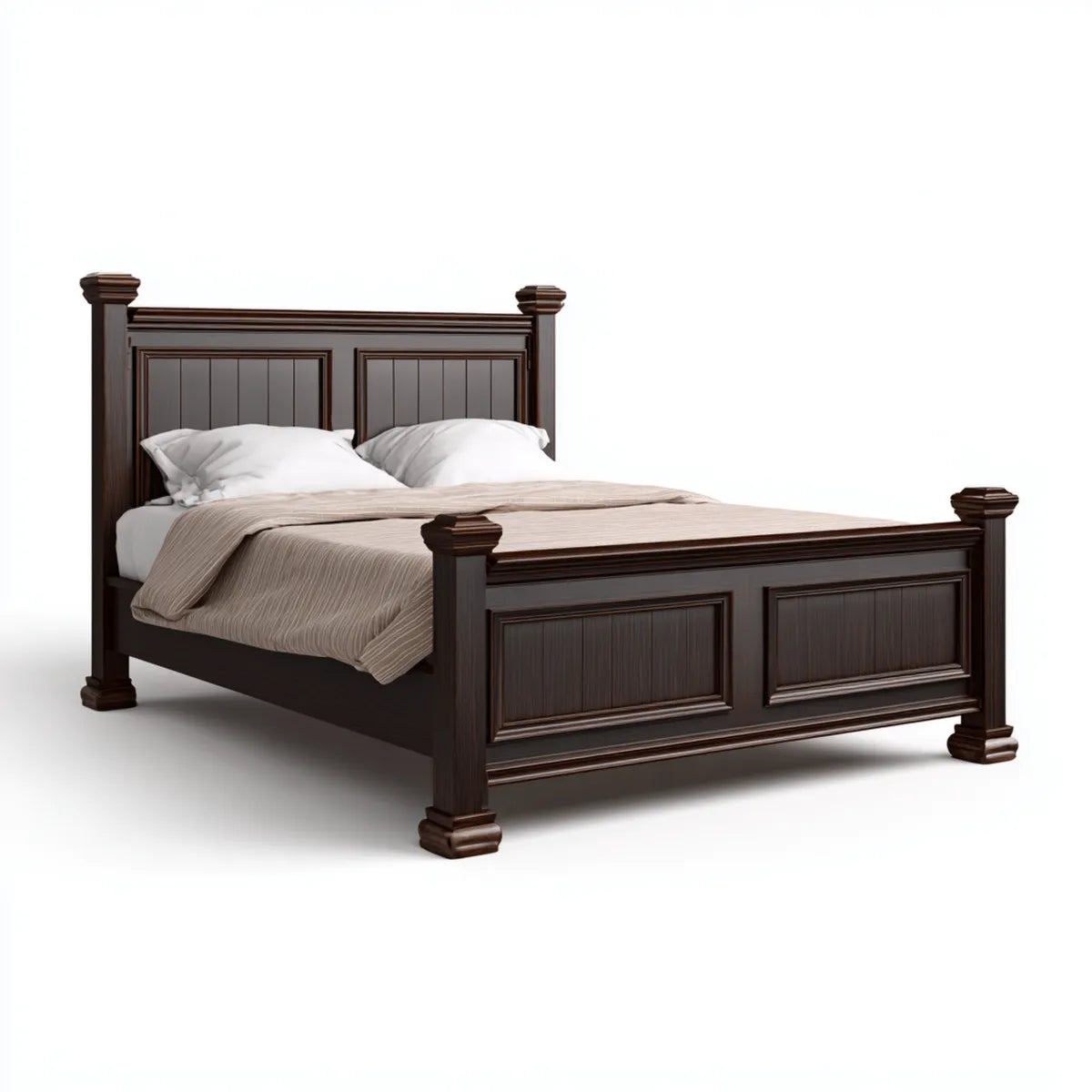 Doppelbett Dunkelbraun 180 x 200 cm Massivholz und MDF Rechteckig