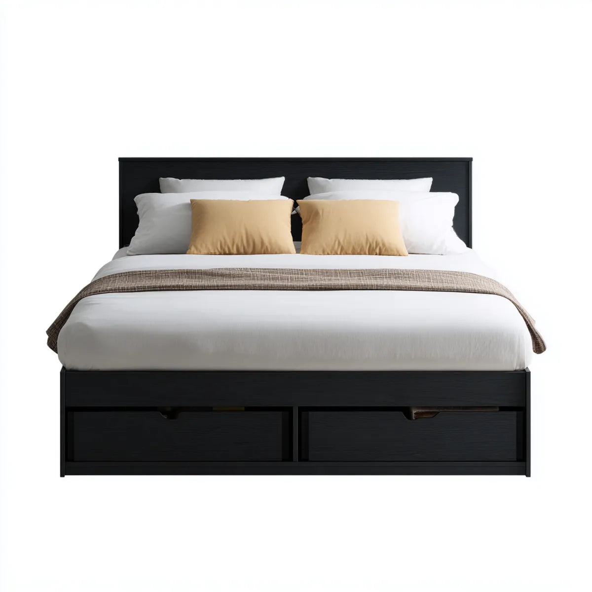 Doppelbett mit 2 Schubladen Schwarz 160 x 200 cm Spanplatte Rechteckig