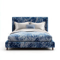 Doppelbett Polsterbett Dunkelblau Weiß 160 x 200 cm Polyester Rechteckig