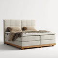 Boxspringbett Doppelbett Beige 180 x 200 cm Polyesterbezug Eichenholz rechteckig