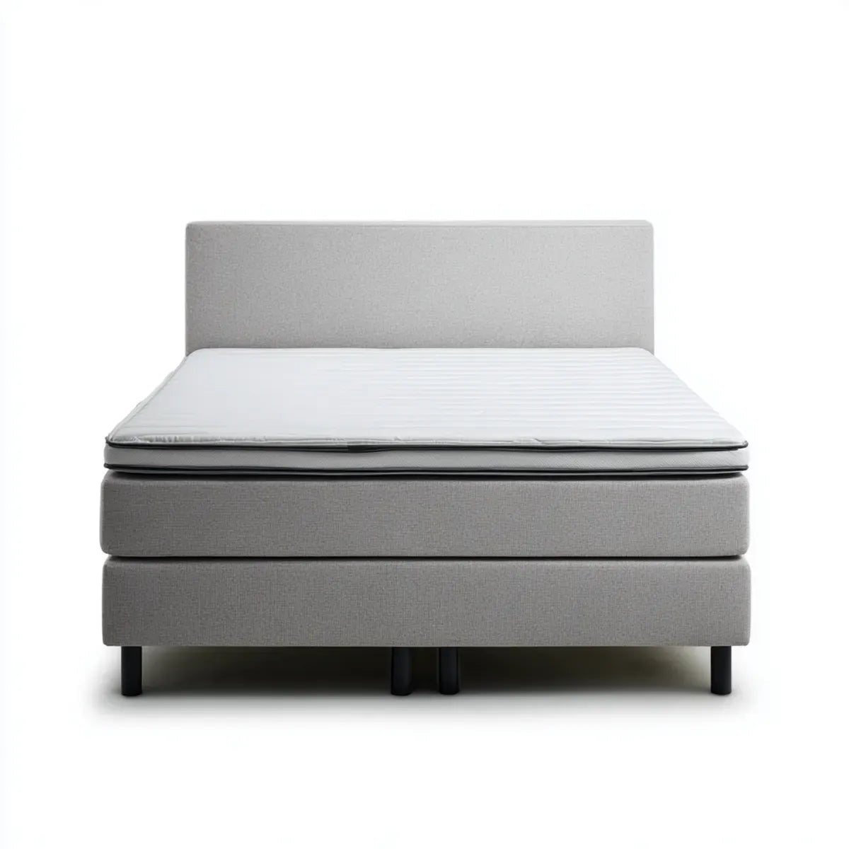 Boxspringbett Hellgrau 180 x 200 cm Polyester Rechteckig mit Matratze und Topper