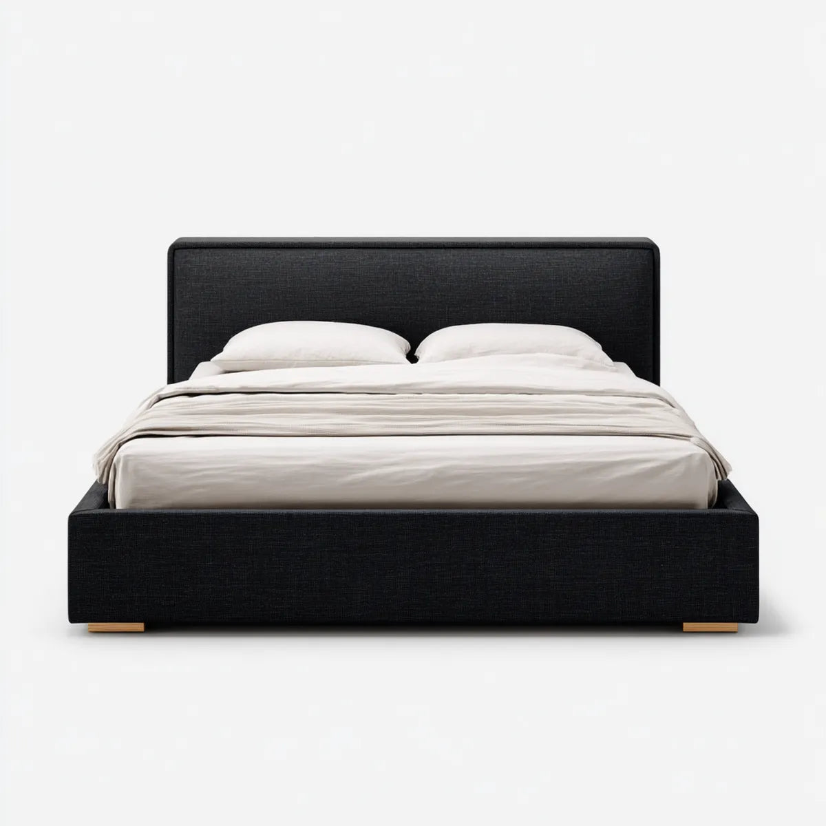 Polster-Doppelbett Schwarz 180 x 200 cm Polyester Rechteckig