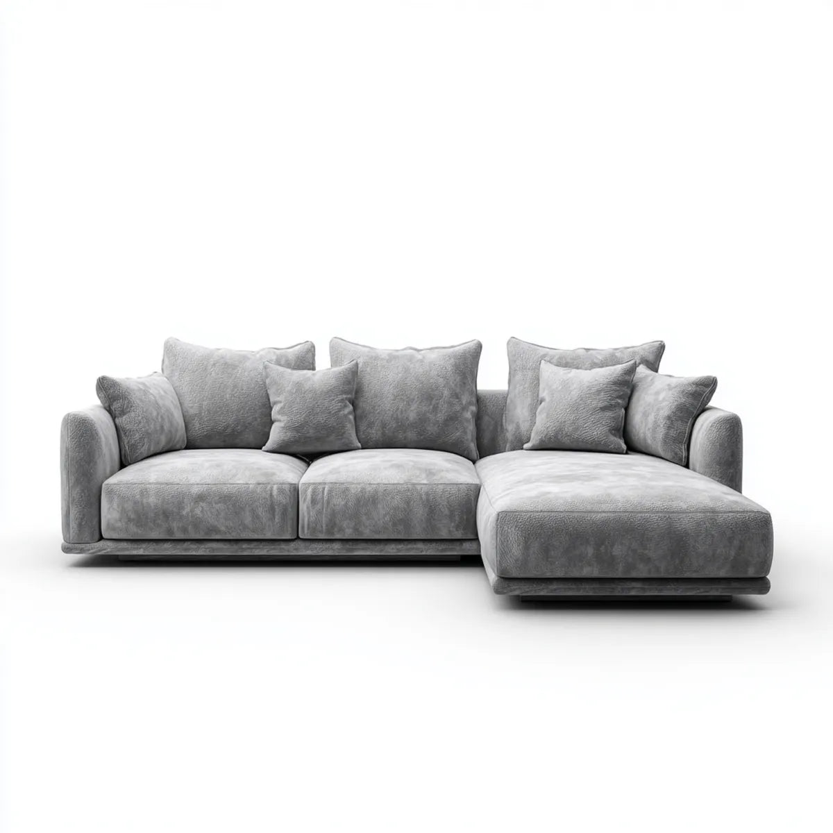 Ecksofa mit Recamiere Grau 3-Sitzer 290 x 165 x 86 cm Polyester Mikrofaser Rechtsform