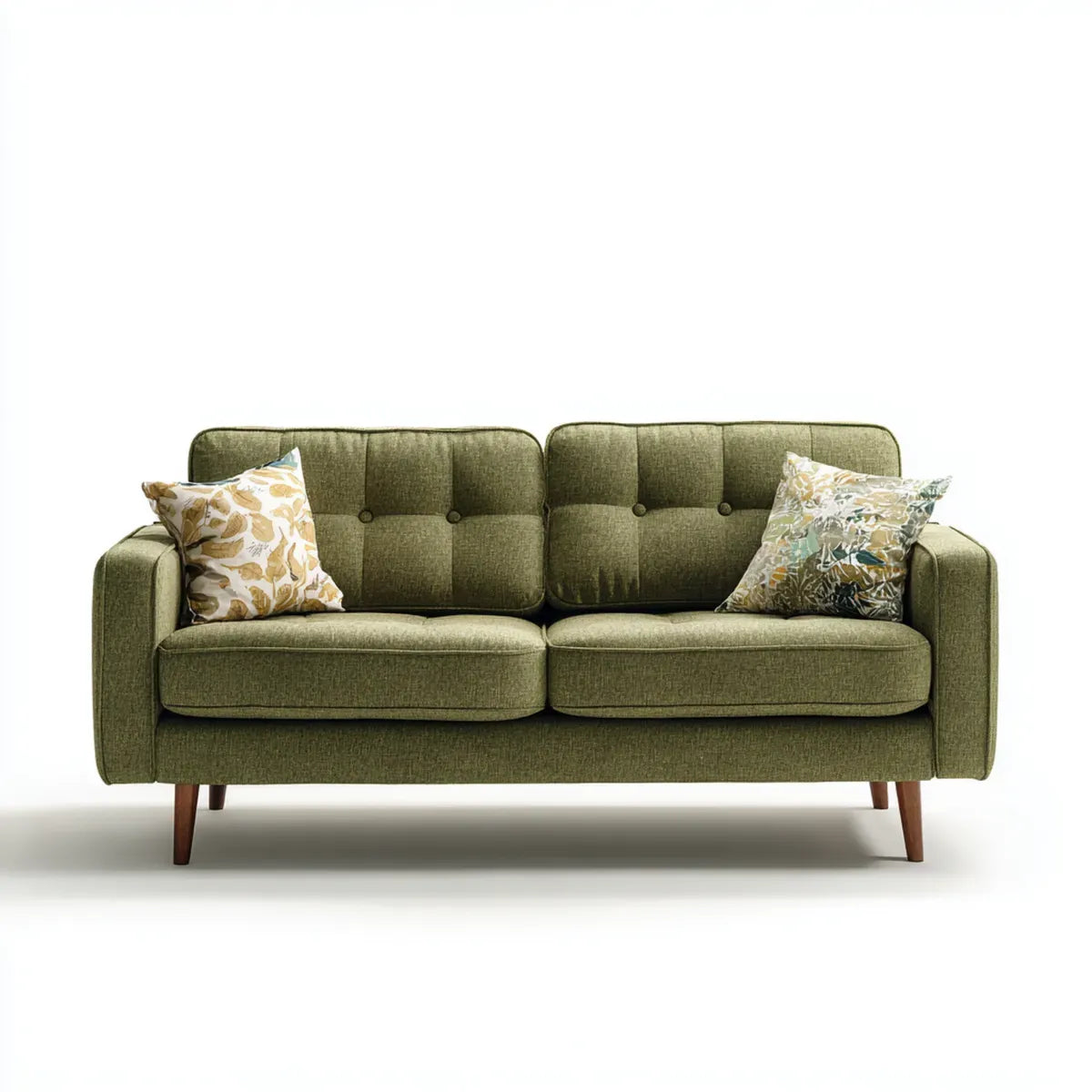 2-Sitzer Sofa Olivgrün mit Polyesterbezug und Massivholzfüßen 160 x 85 x 85 cm