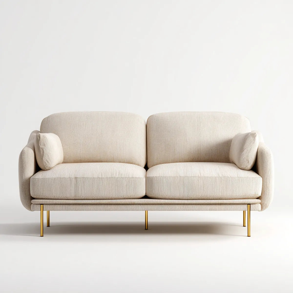 2-Sitzer Sofa Creme 180 x 88 x 82 cm mit Polyesterbezug Schaumstoffpolsterung und Stahlfüßen