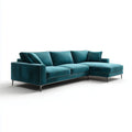 Ecksofa mit Recamiere rechts Petrol 270 x 170 x 85 cm Polyester-Samt L-Form