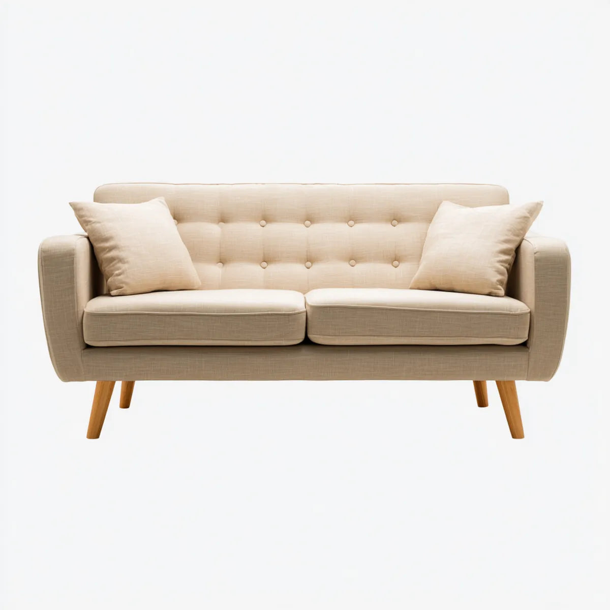 2-Sitzer Sofa Beige 160 x 80 x 85 cm Polyester Massivholz Rechteckig