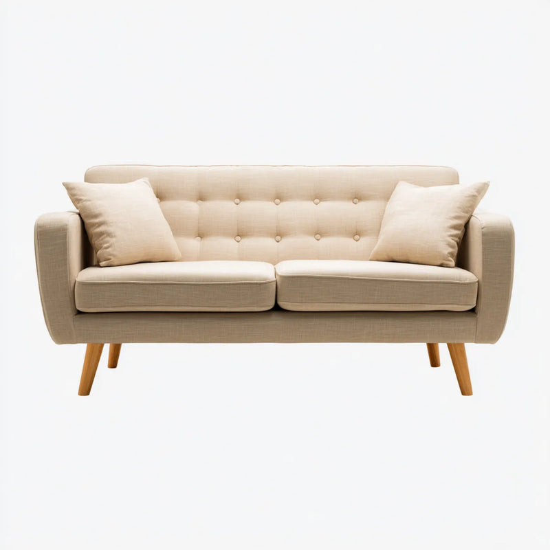 2-Sitzer Sofa Beige 160 x 80 x 85 cm Polyester Massivholz Rechteckig