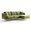 Ecksofa mit Recamiere olivgrün 260 x 160 cm Polyester-Samtbezug L-Form