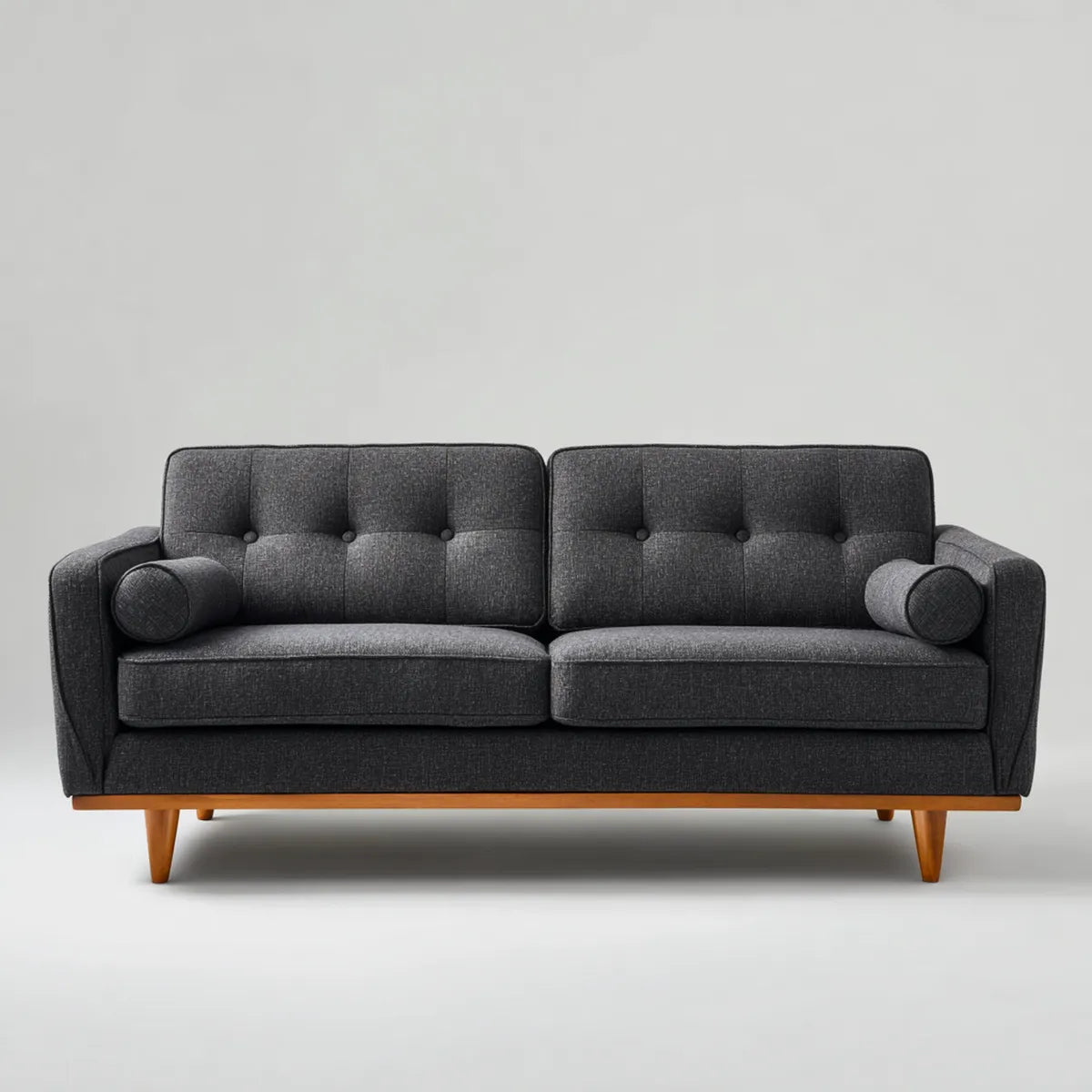 3-Sitzer Sofa Dunkelgrau mit Polyesterbezug Massivholzfüßen rechteckig 200 x 86 x 84 cm