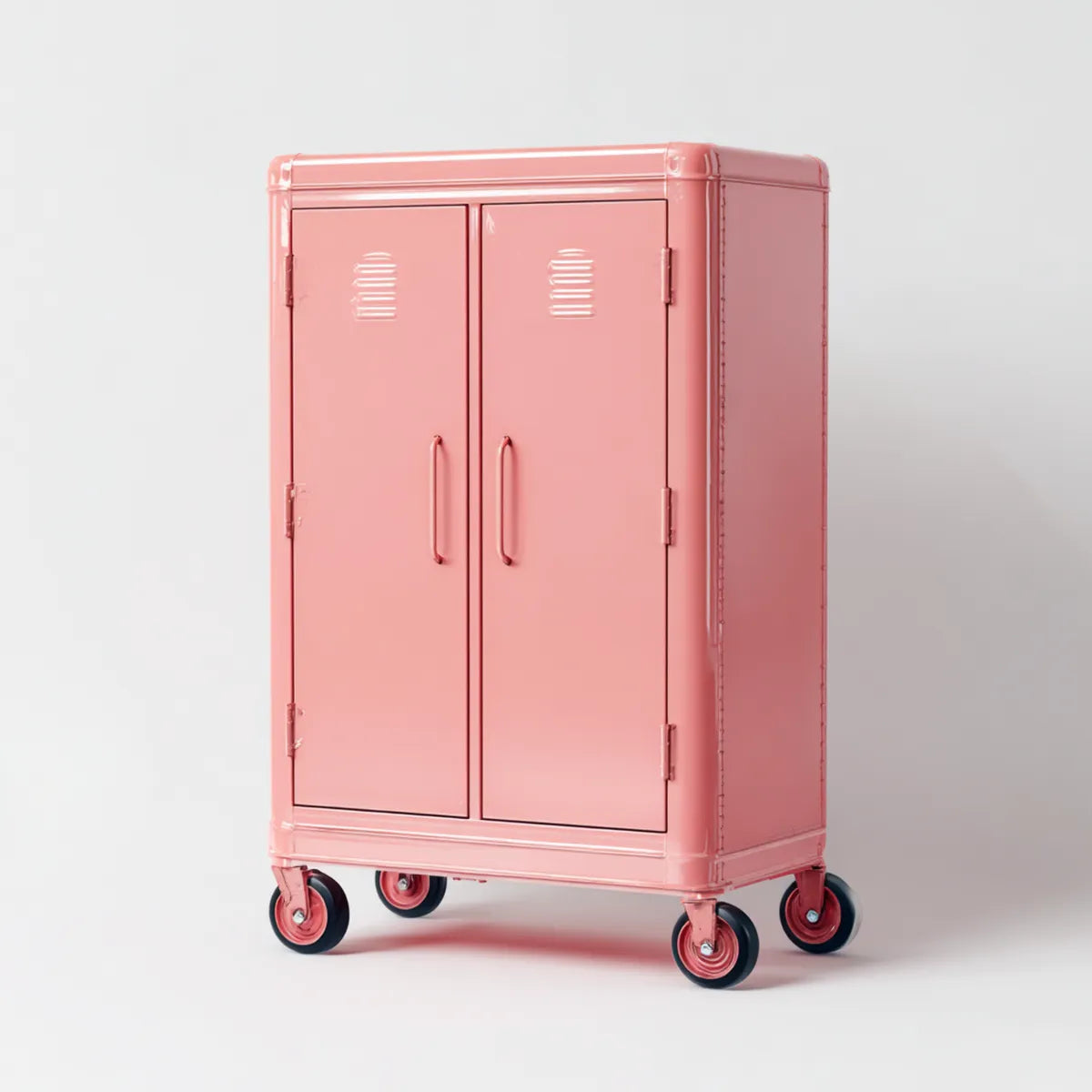 Rollcontainer Büroschrank Rosa aus pulverbeschichtetem Stahl mit 2 Türen 80 x 45 x 110 cm
